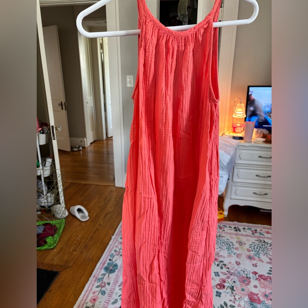 Women's Coral Sleeveless Maxi Dress